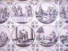 Cadiz:Algunos de los azulejos de Delf que decoran la capilla de Jesús Nazareno de la Iglesia de Santa María